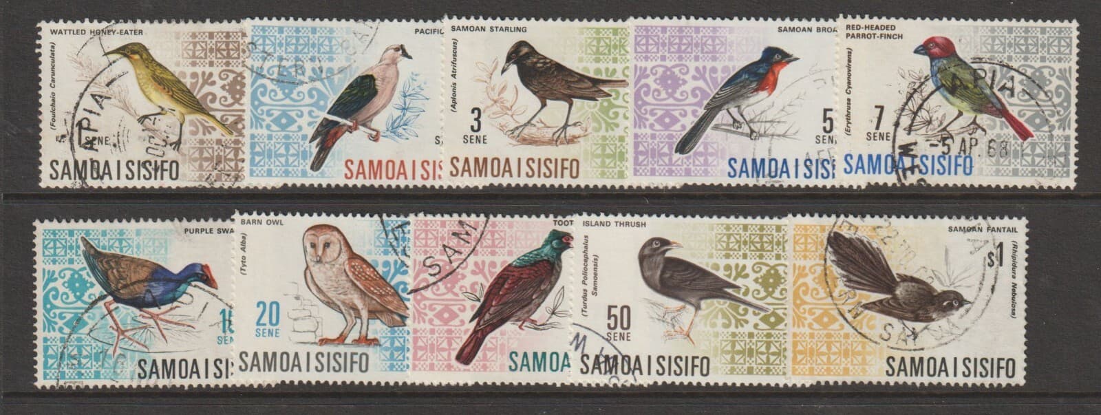 SAMOA I SISIFO 1967 BIRDS USED LOT OF 10 TO $1 (JF)