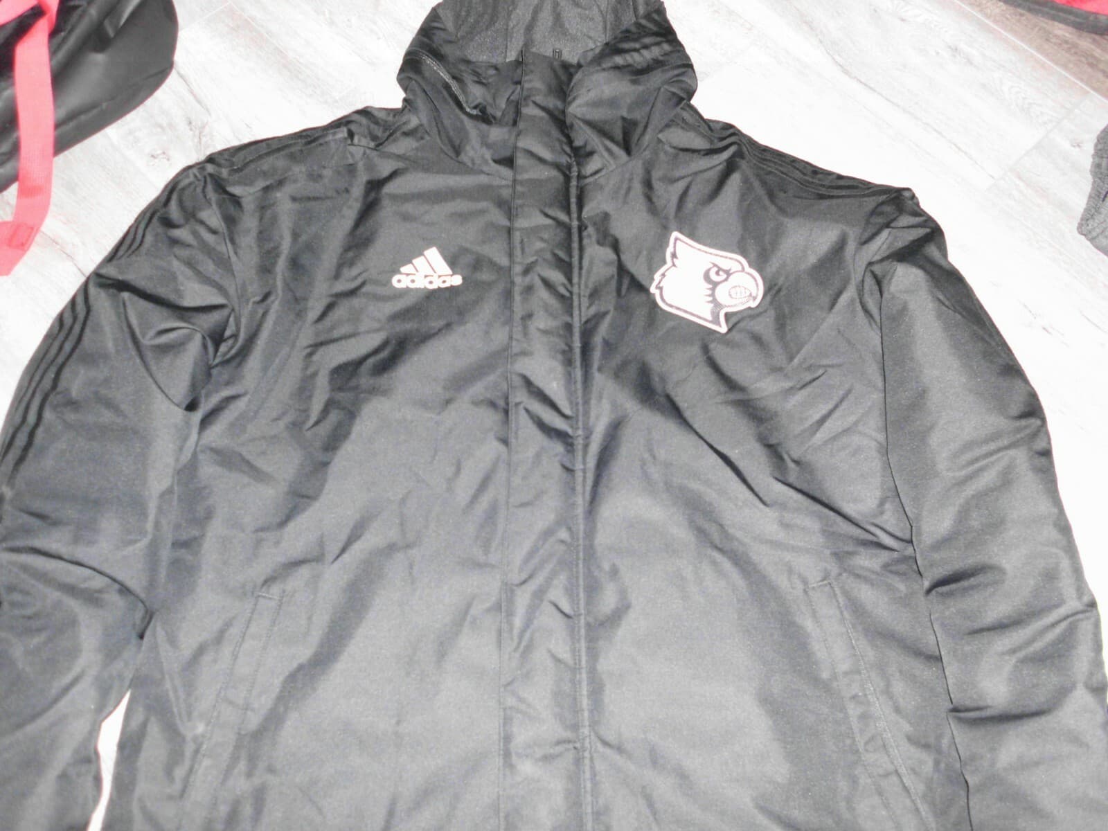 Louisville Cardinals Football Adidas Team Issued Sideline full zip black coat L