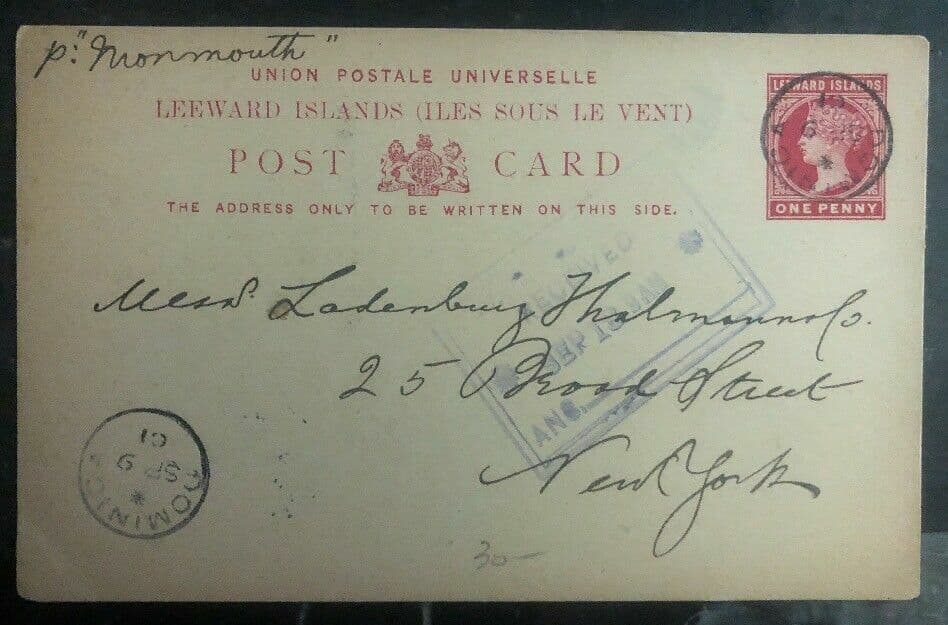 1901 Dominica Postal Stationary Postcard Cover To New York Usa