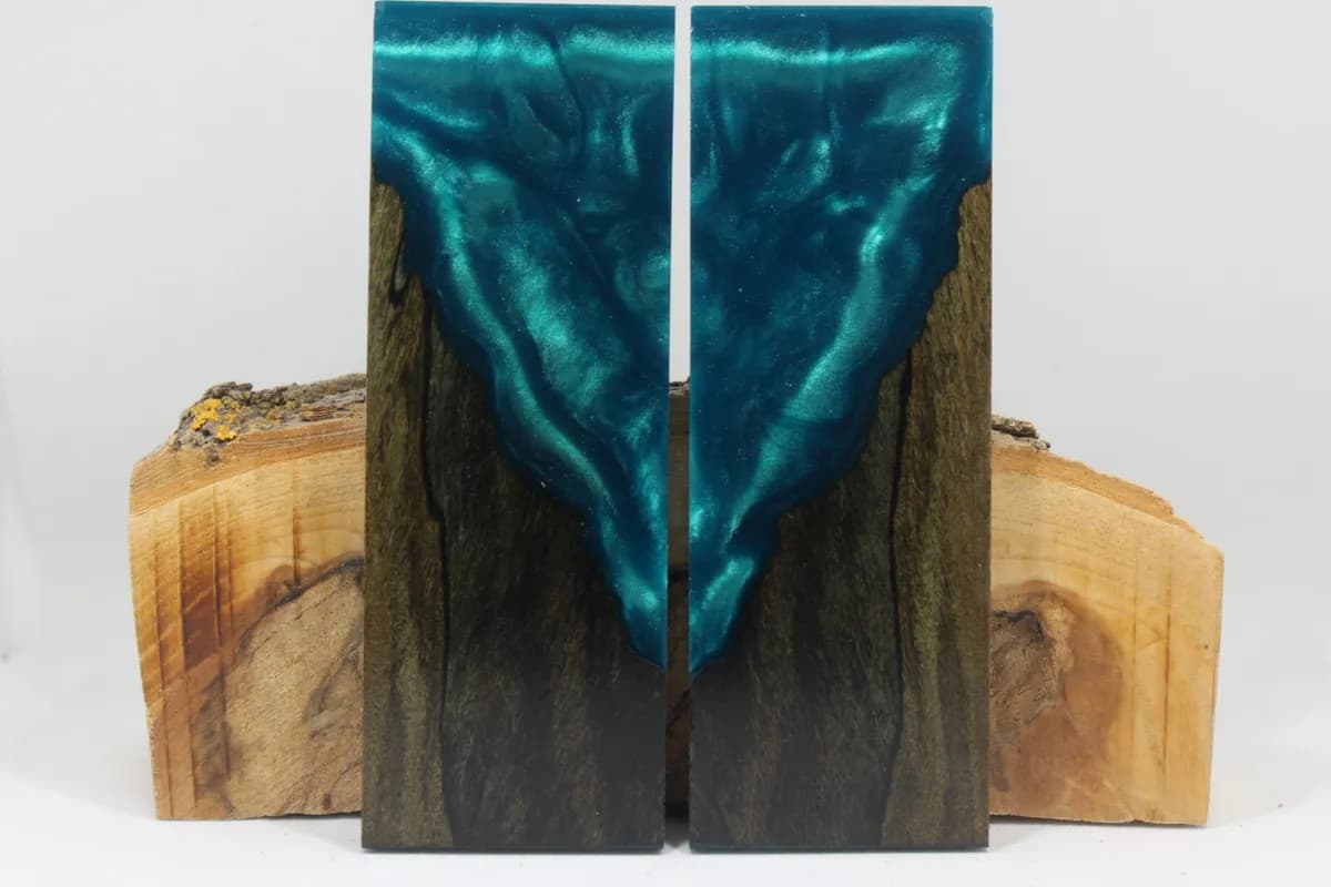 HYBRID STABILIZED DYED MAPLE TURQ CUSTOM COMPOSITE KNIFE HANDLE MATERIAL (8008)