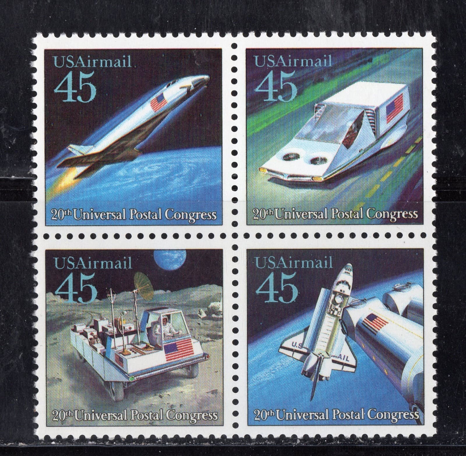 C122 - C125 * FUTURISTIC MAIL DELIVERY * U.S. Postage Stamp BLOCK OF 4 MNH