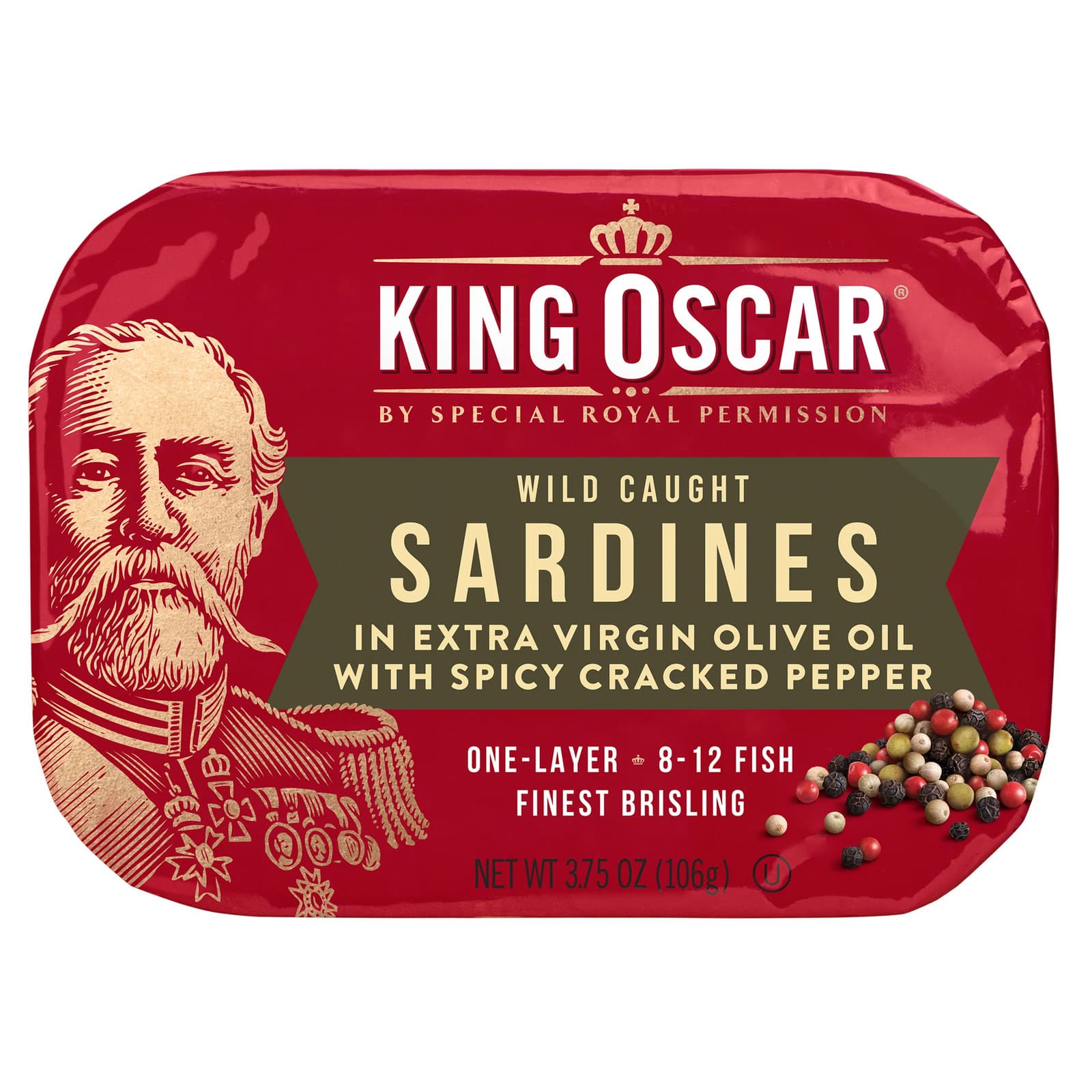 Wild Caught, Sardines In Extra Virgin Olive Oil, With Spicy Cracked Pepper, One