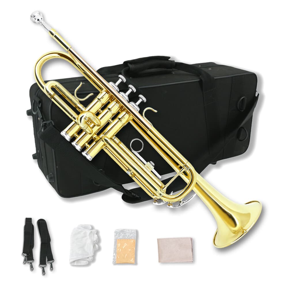 Student trumpet for beginners Bb brass trumpet instruments with carrying case