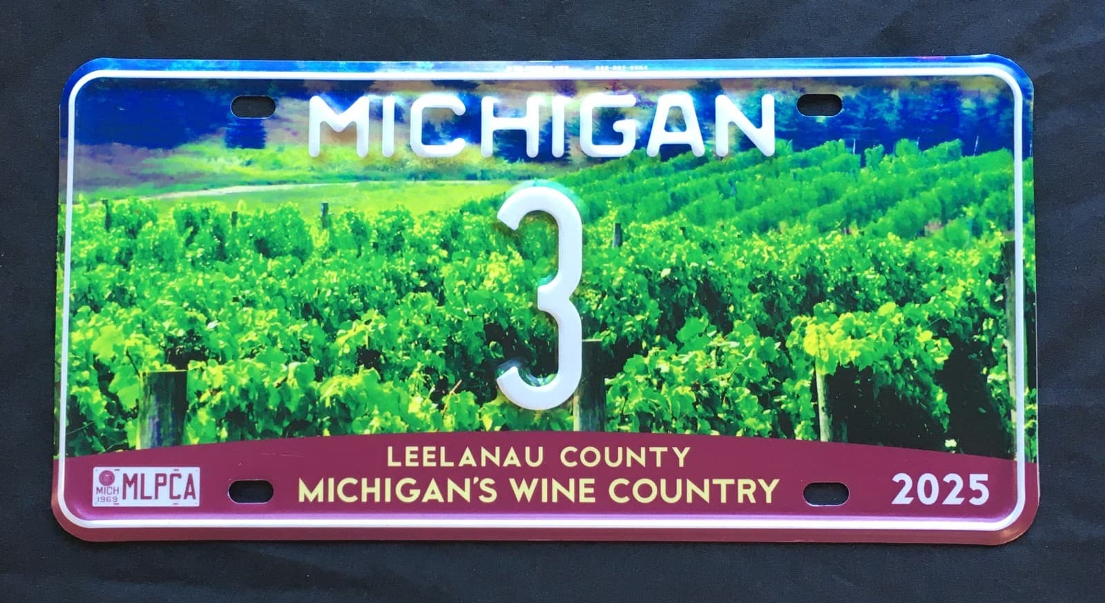 2025 Michigan MLPCA Booster License Plate Leelanau Wine Country Tag # 3