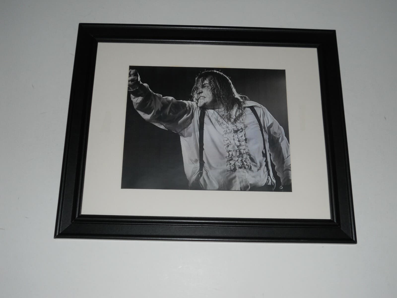 Framed Meatloaf 1977 B/W Bat Out of Hell Tour on Stage Poster 14" x 17"