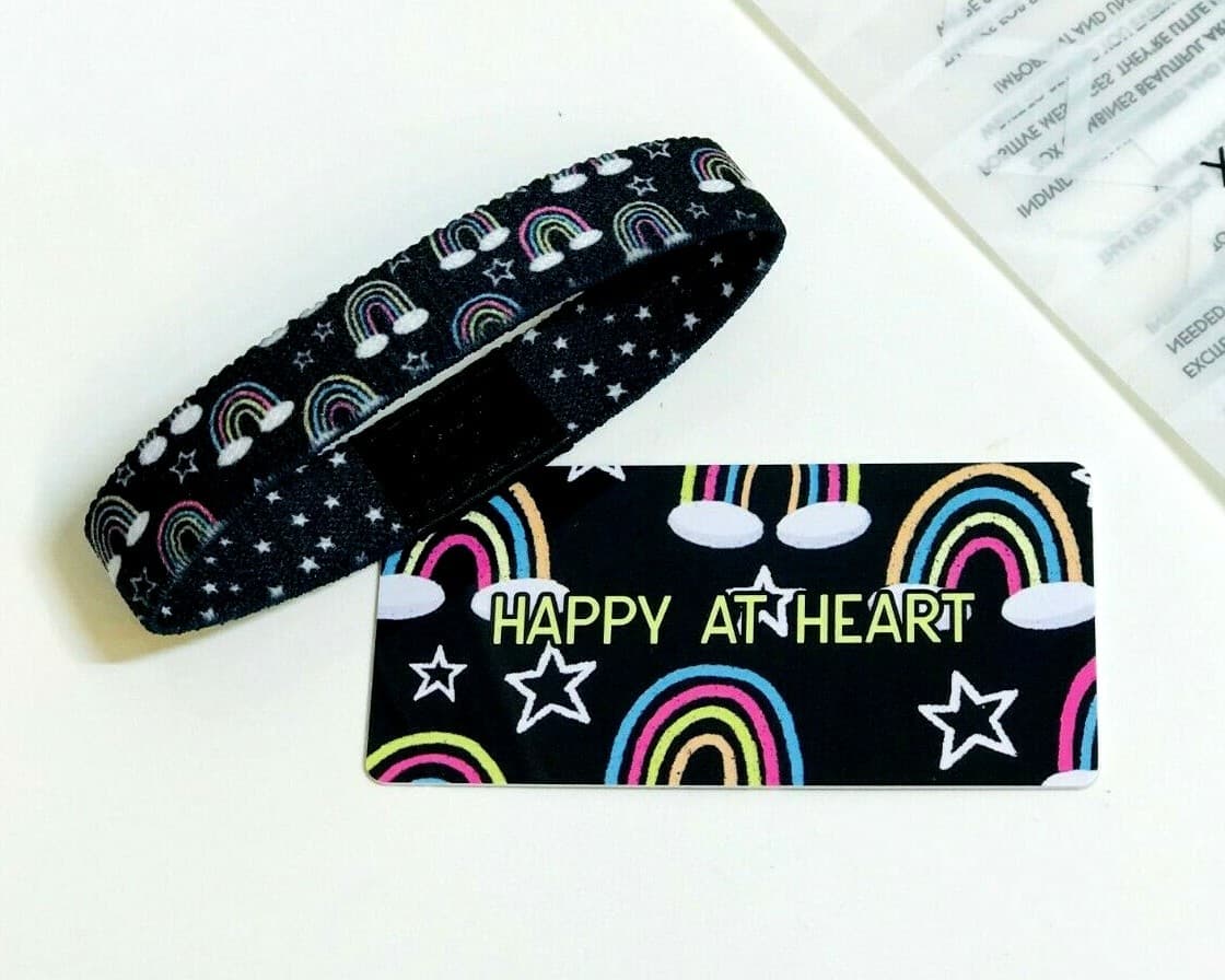 ZOX **HAPPY AT HEART** Silver Single Large Wristband w/Card