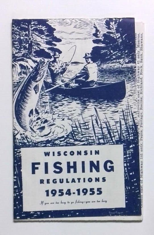 1954 Wisconsin Conservation Fishing License Regulations Booklet
