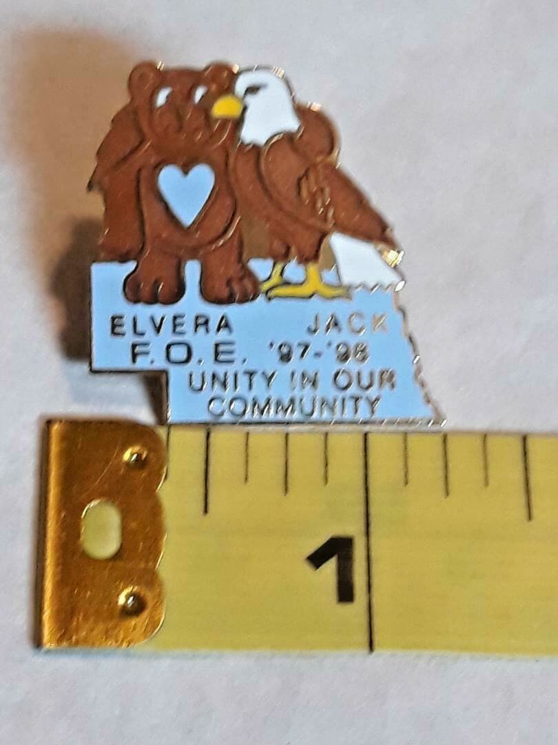 Vtg 1997-98 FOE Fraternal Order of Eagles Elvera Jack Pin Eagle Bear ~Ships FREE