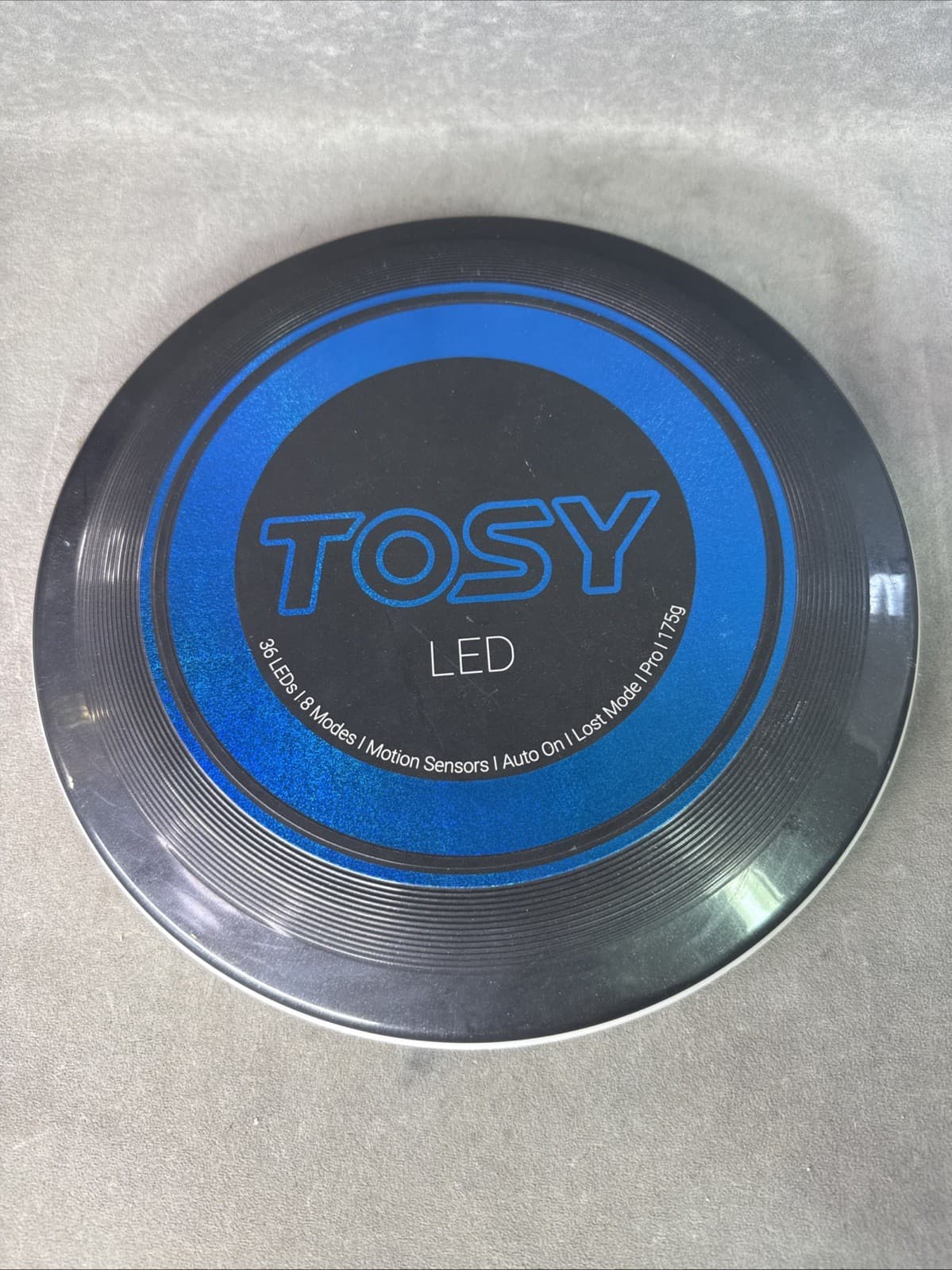 TOSY 36 LED Frisbee Pro 10.5” Light Up Flying Disc 8 Modes USB - Tested & Works!
