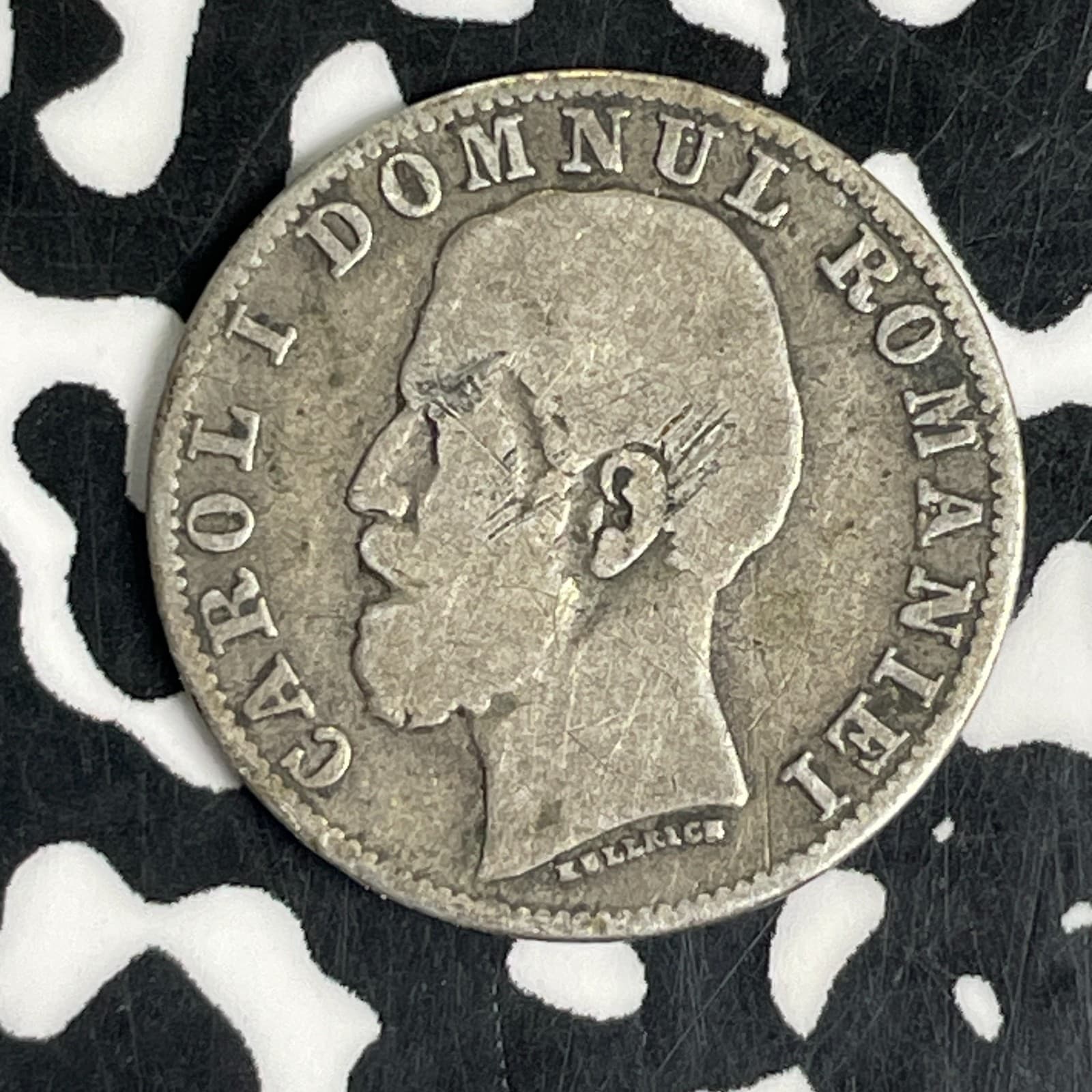 1881 Romania 50 Bani Lot#C2170 Silver! Scarce!