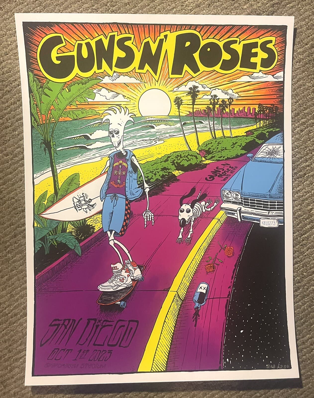 GUNS N ROSES San Diego POSTER LITHO #208/250 Snapdragon Stadium 10/1/2023