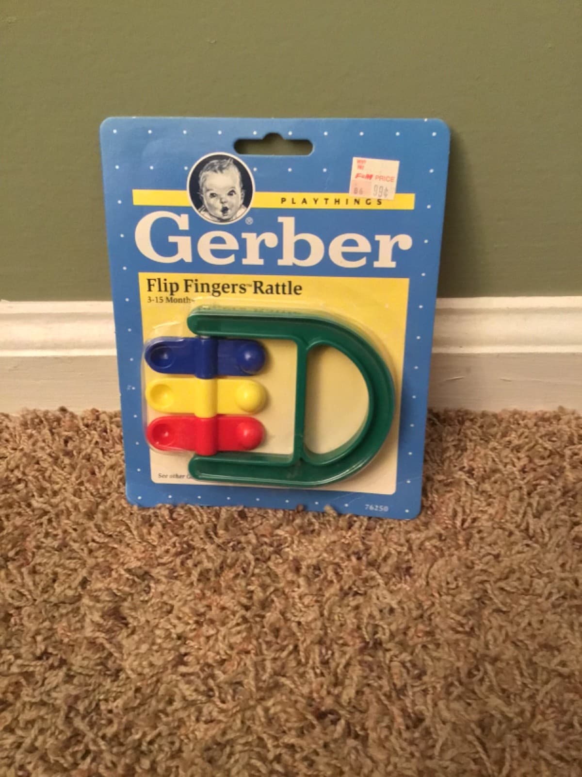 Vintage 1991 Gerber Flip Fingers Rattle Baby Toy