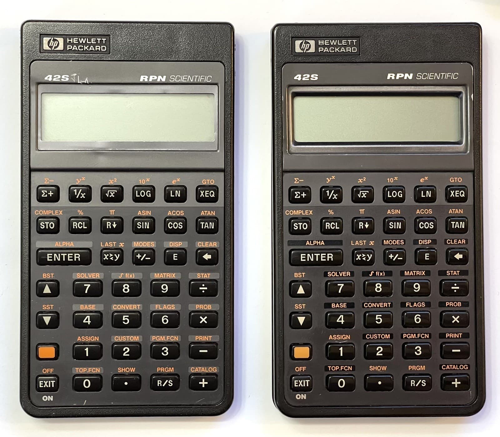 2x HP 42S RPN Engineering Calculator Working As Is Lot -Battery Drains Fast-