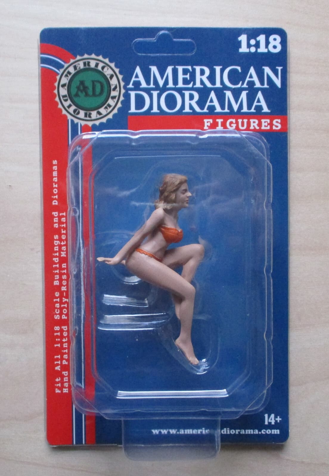 NOVEMBER ORANGE BIKINI GIRL AMERICAN DIORAMA 1:18 SCALE FEMALE GIRL 4" Figure