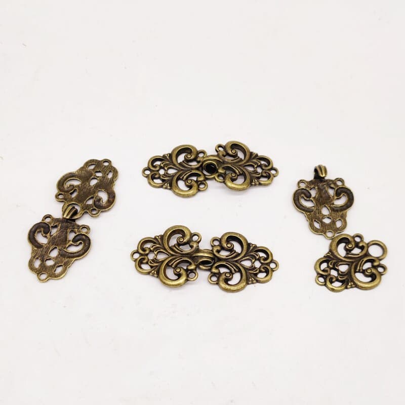 Cloak Clasp, 4 Pairs Vintage Flower Cape Clasps Sew On(Bronze)