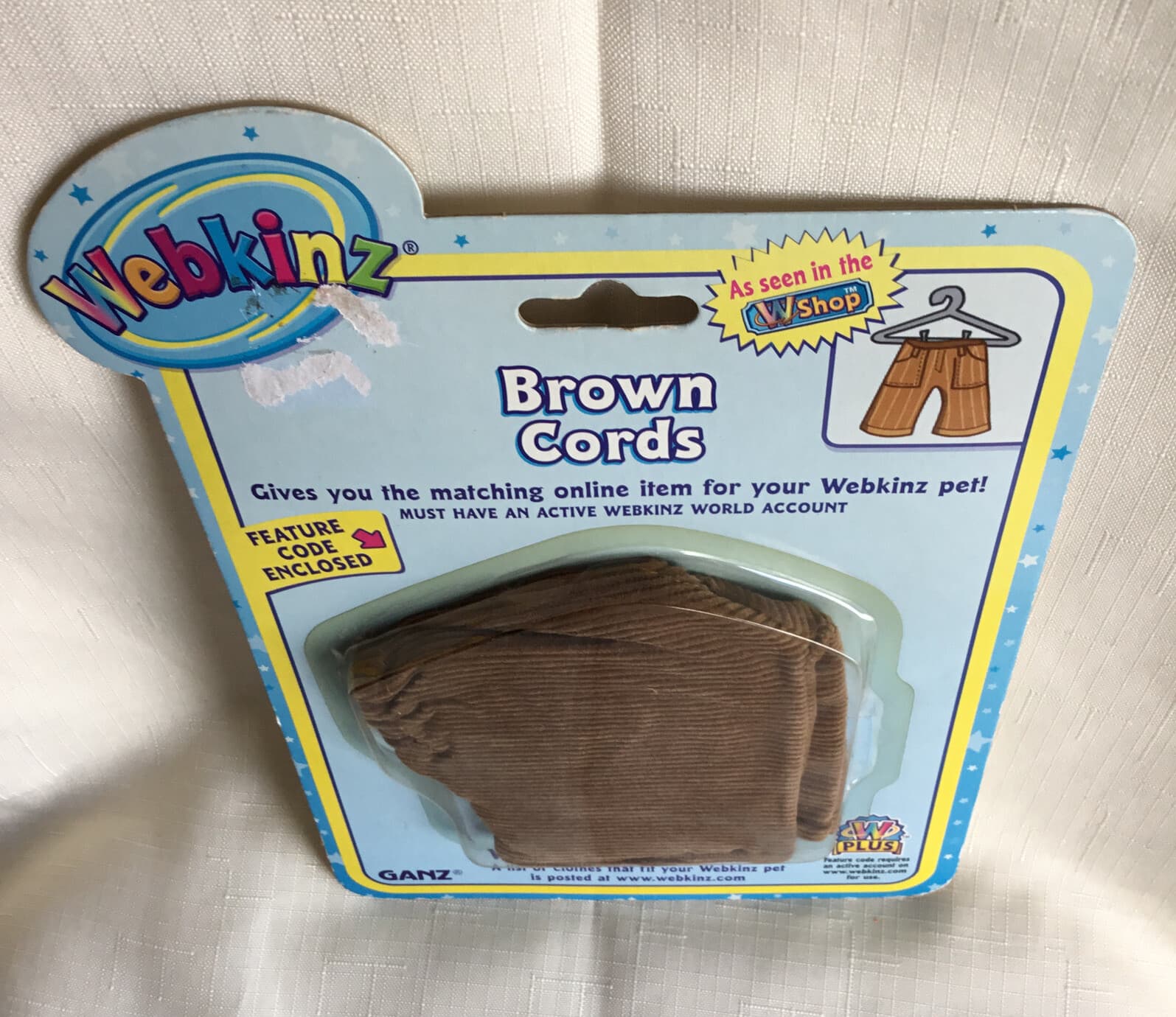 NEW, Webkinz Brown Cords pants in package with code