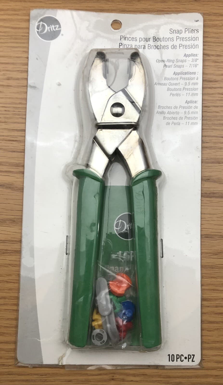 Dritz Snap Pliers 16P Adjustable 3/8" 7/16" Open Ring Snaps 7/16 Pearl Snaps