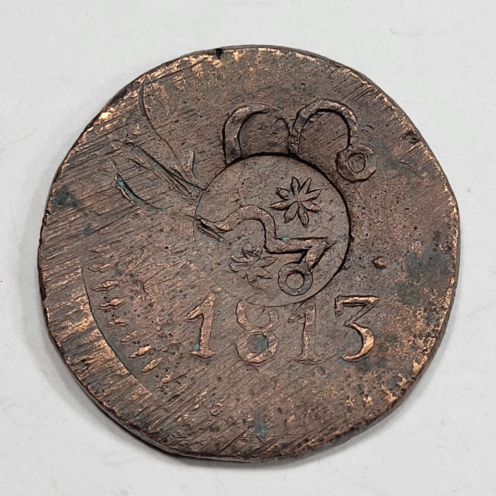 1813 SUD Oaxaca 8 Reales w/ Insurgent MORELOS Counterstamp Mexico *K870