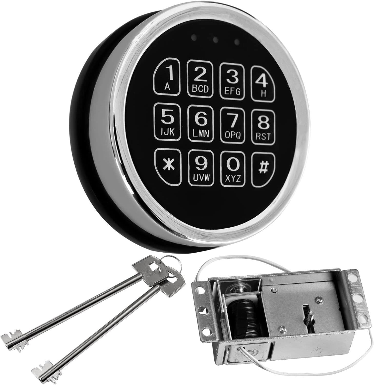 Gun Safe Lock Replacement Chrome Keypad Solenoid Safe Lock with 2 Override Key