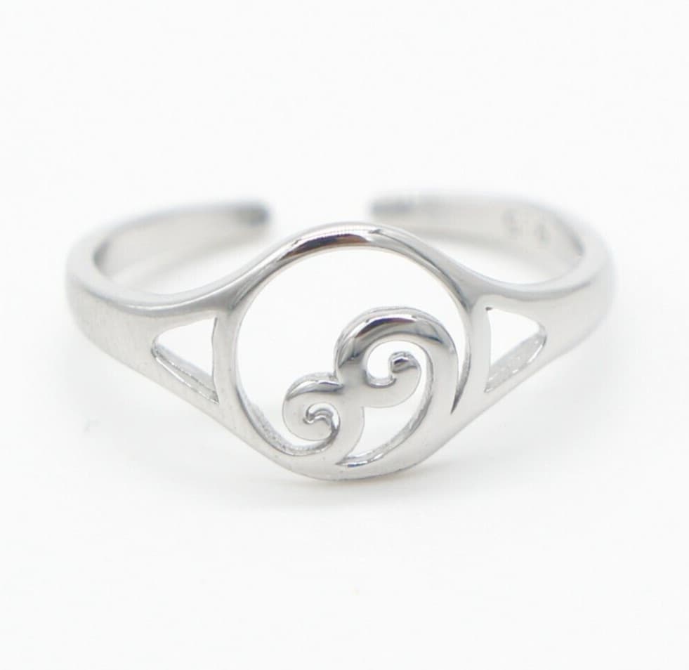 Solid 925 Sterling Silver Adjustable Toe Ring Jewelry - Hawaiian Double Wave