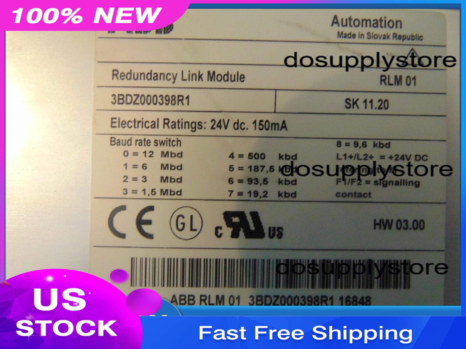 ABB RLM01 Redundancy Link Module 3BDZ000398R1 SK 11.20 Clean Unit