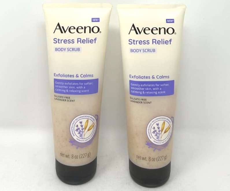 AVEENO Stress Relief Lavender Body Scrub, 8 oz, (2 PACK)