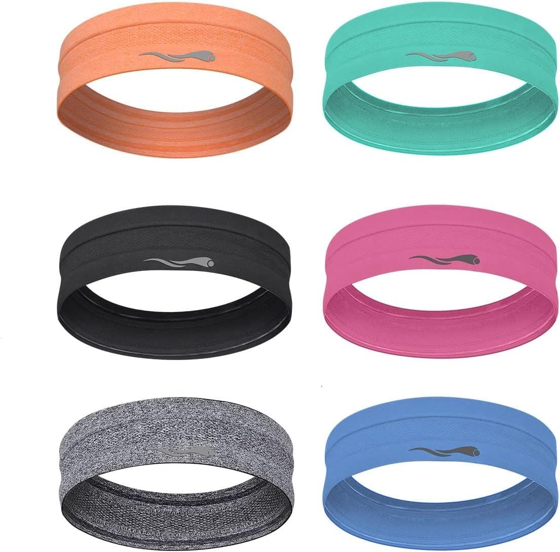 Headbands Sweatbands for Women Men│Super 6-pack unisex workout headbands