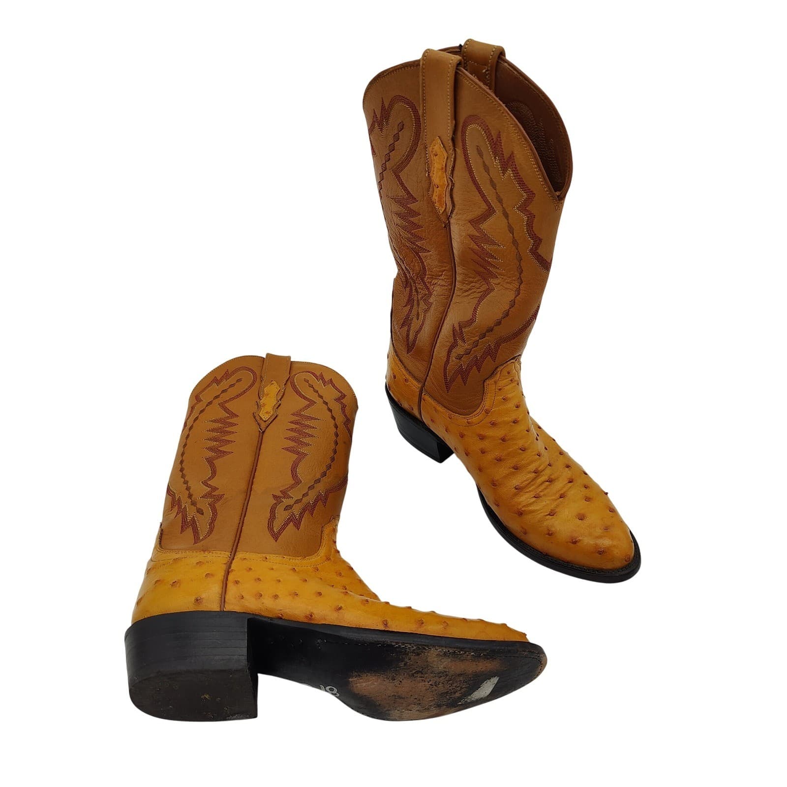 Lucchese 2000 Full Quill Ostrich Leather Cowboy Boots Mens 7.5D Western Exotic