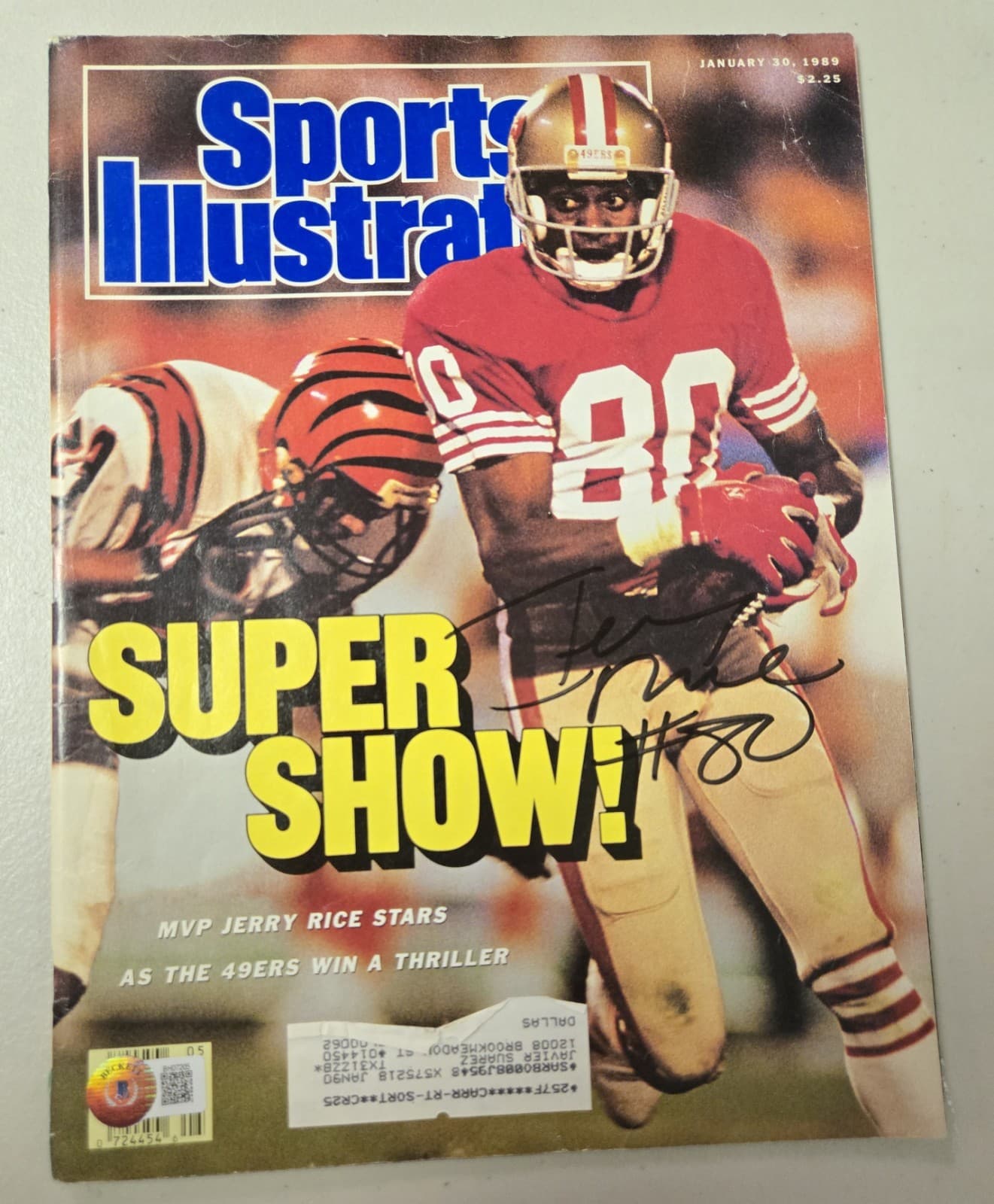 Jerry Rice Signed 1/30/89 Sports Illustrated Beckett San Fran 49ers Football