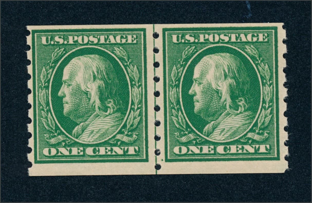 drbobstamps US Scott #392 Mint Hinged Line Pair Stamps Cat $190