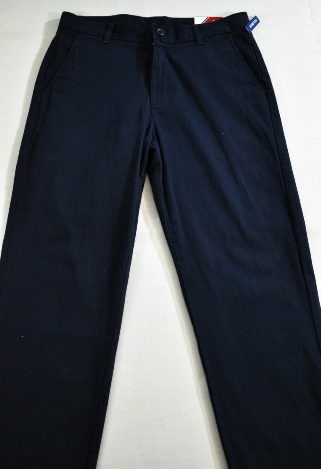 boy's Izod flat front stretch chino size 20 navy blue pants adjustable waist