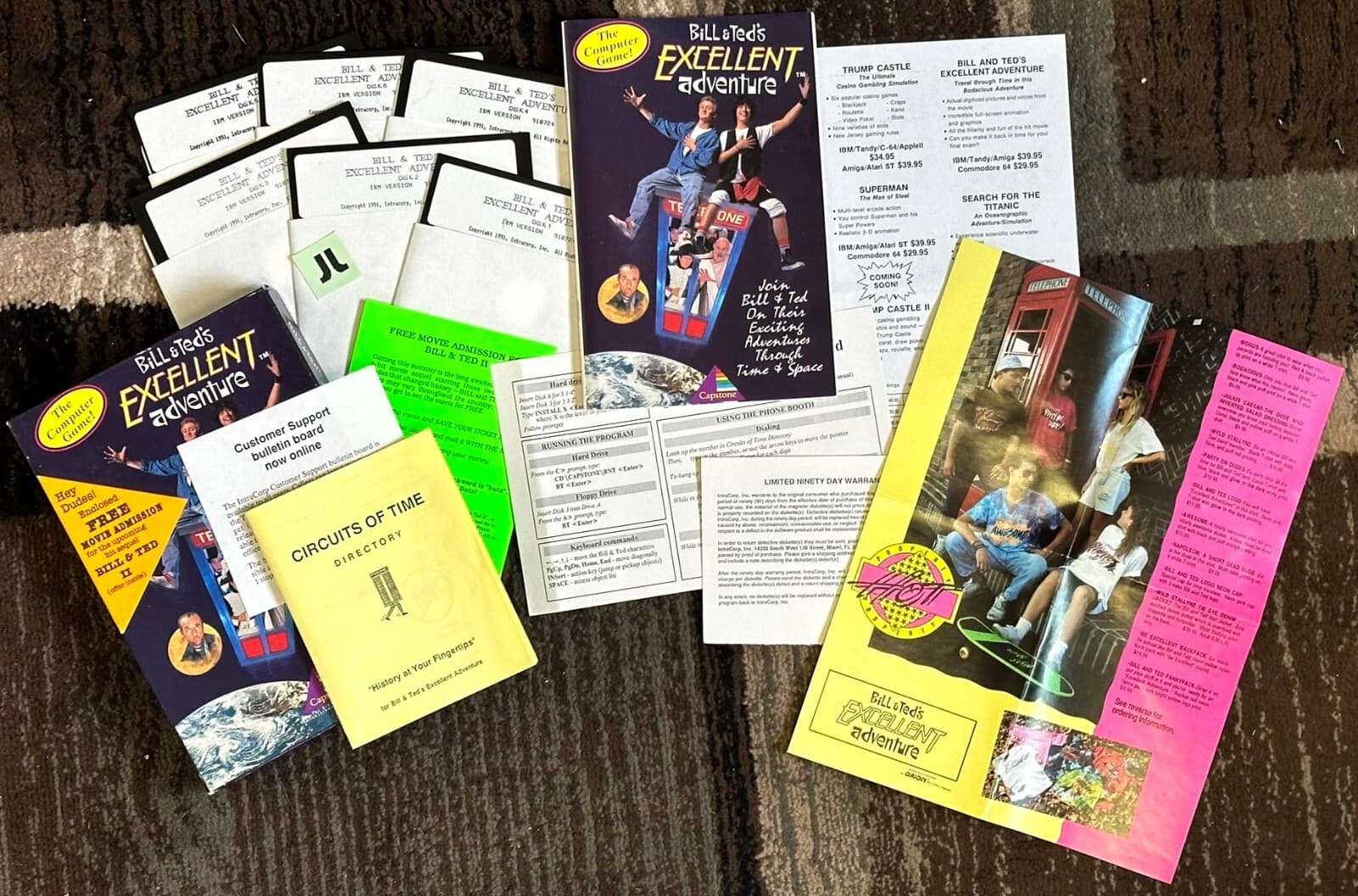 Rare Bill and Ted's Excellent Adventure IBM PC Computer Game Floppy Disks Discs