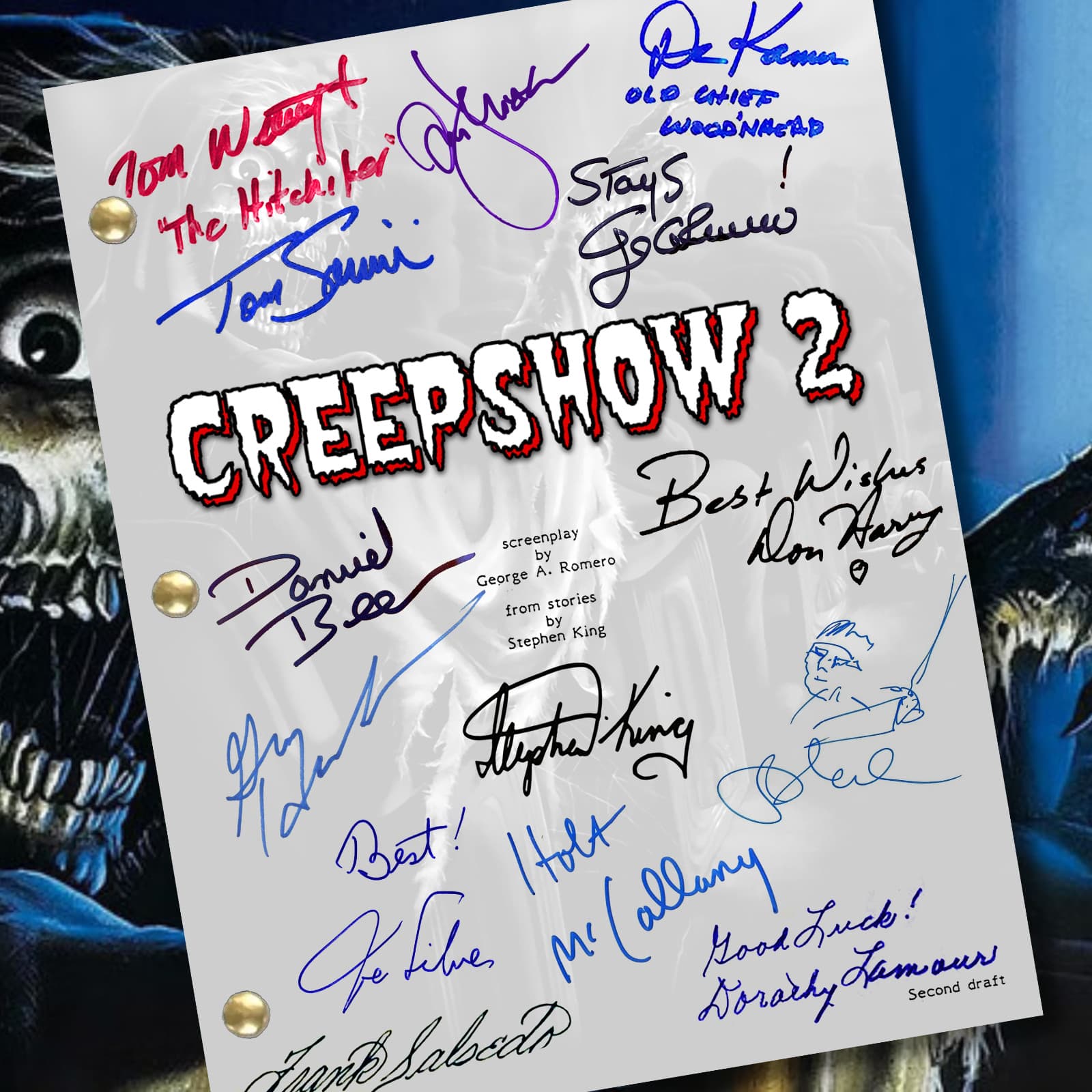 Creepshow 2 Script 2nd Draft Cast-Signed Autograph Reprints 112 Pages