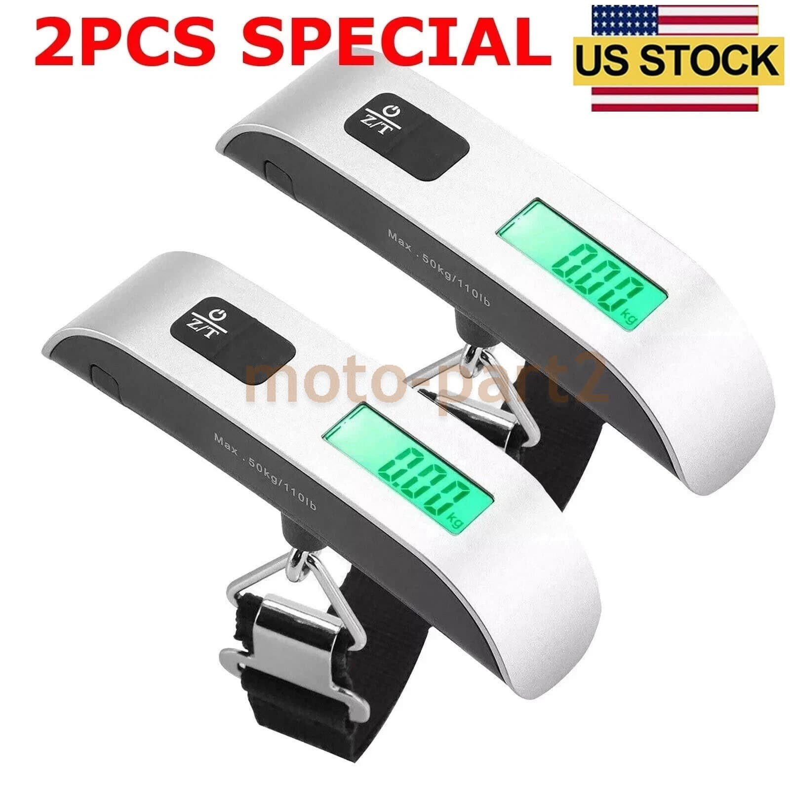 2PCS Portable Travel LCD Digital Luggage Scale Electronic Weight 50kg/10g US