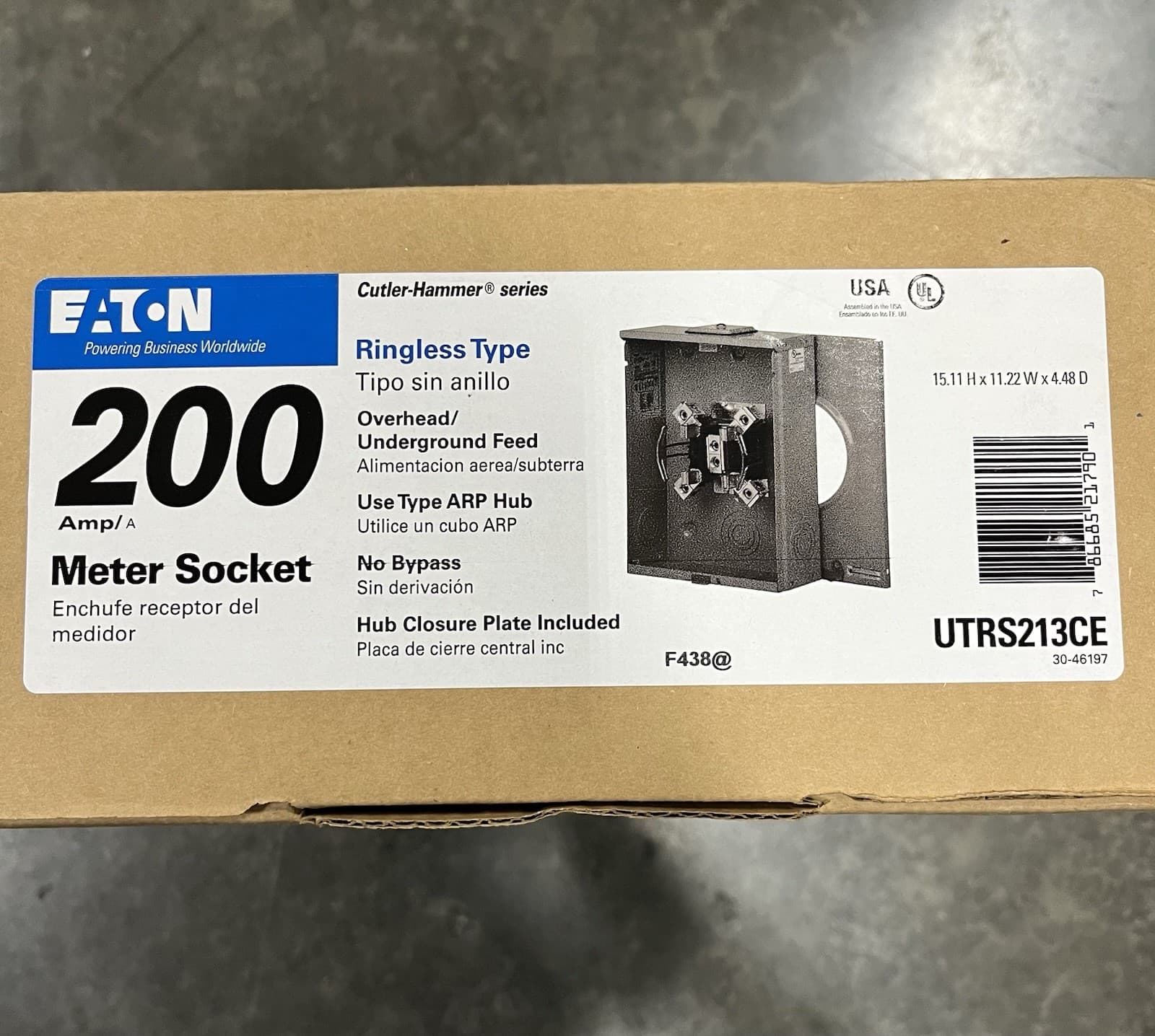 Eaton UTRS213CE 200 Amp Ringless Overhead and Underground Meter Socket