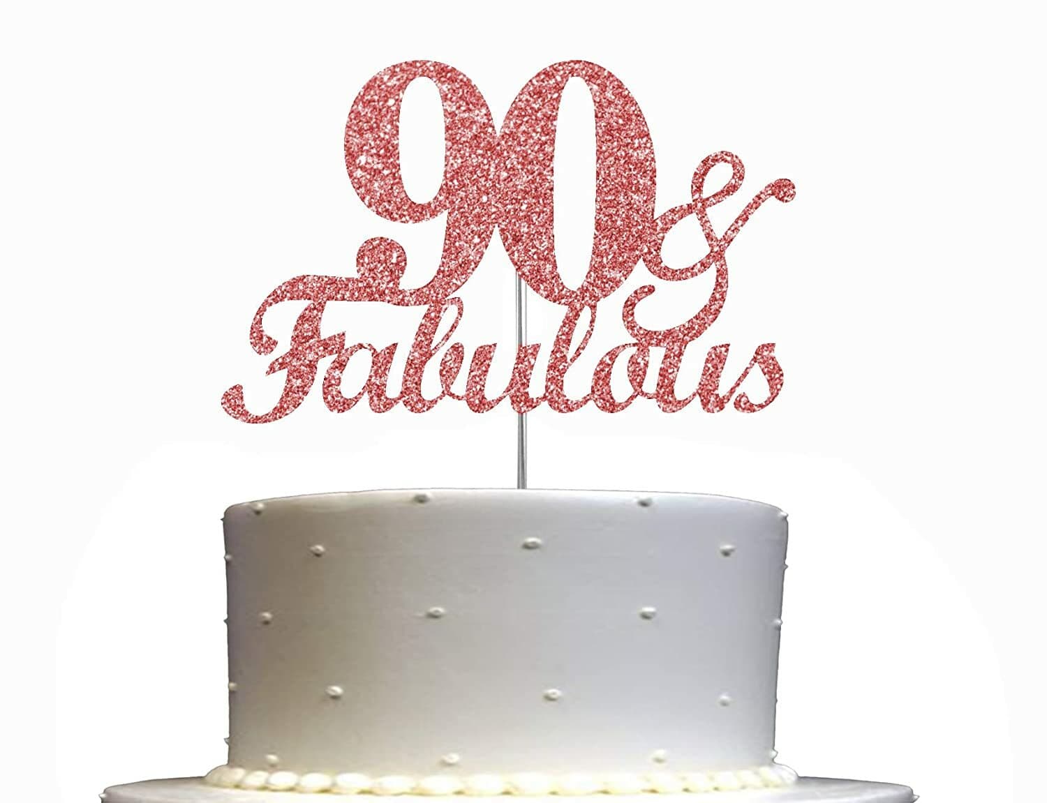 Fabulous & 90 Rose Gold Glitter Cake Topper 90th Birthday Party Decorations