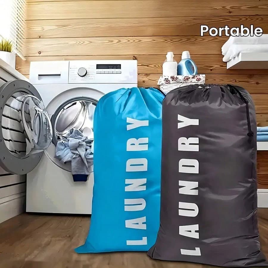 Extra Large Canvas Laundry Bag with Drawstring, Washable & Foldable