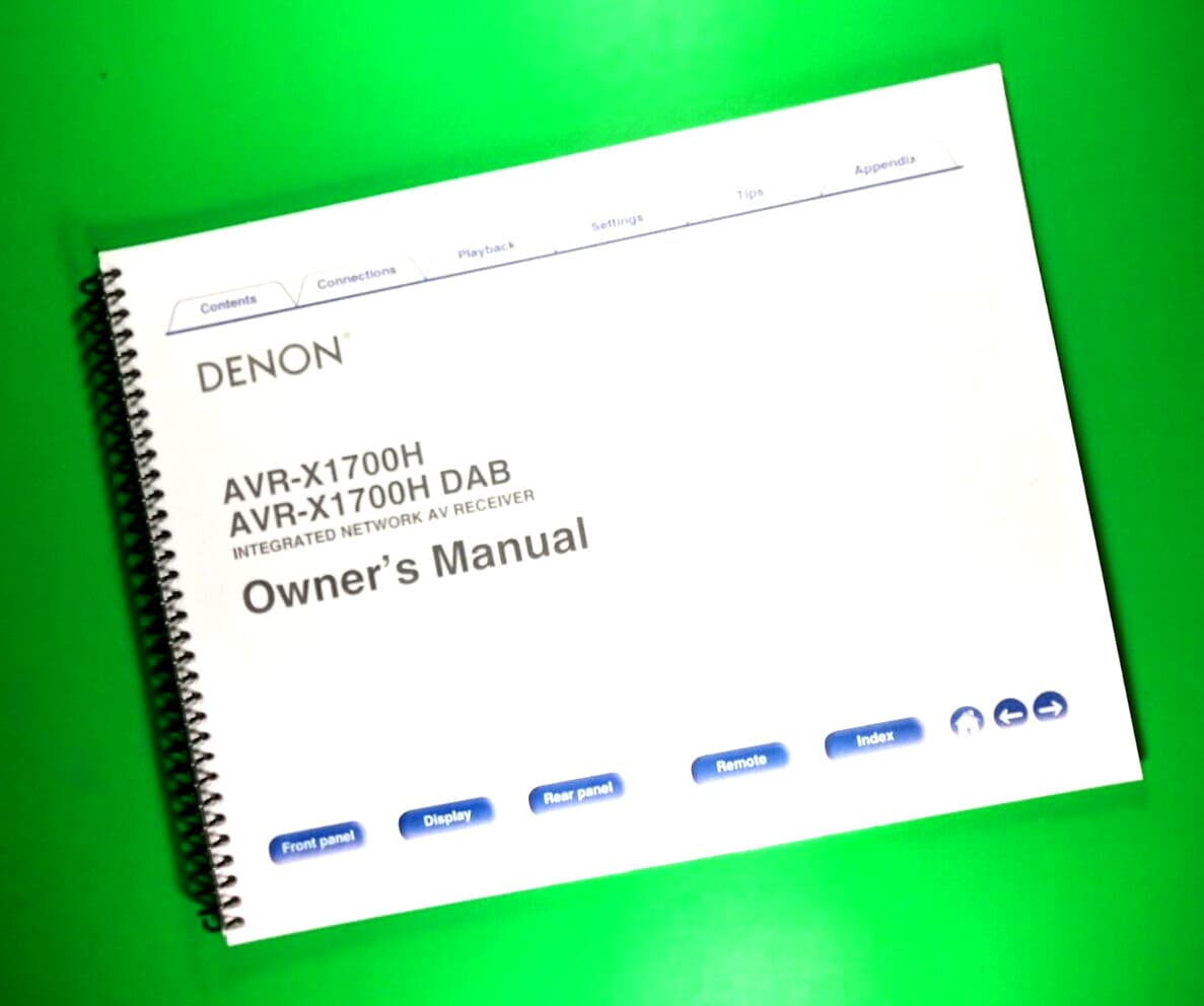 Owners Manual For Denon AVR-X1700H Network Receiver, 304 Pgs, With Clear Covers!