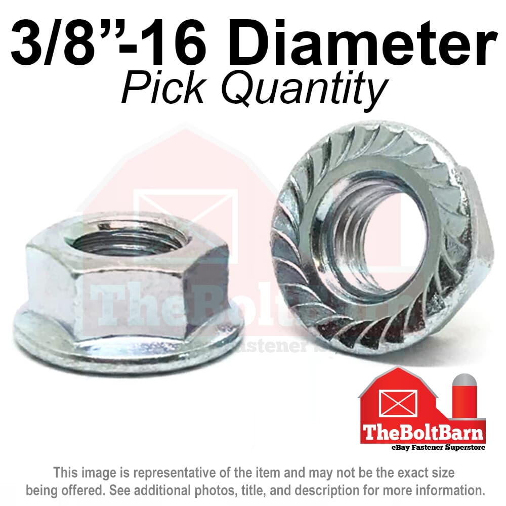 3/8"-16 Case Hardened Serrated Flange Whiz Lock Nuts Zinc Coarse (Pick Quantity)