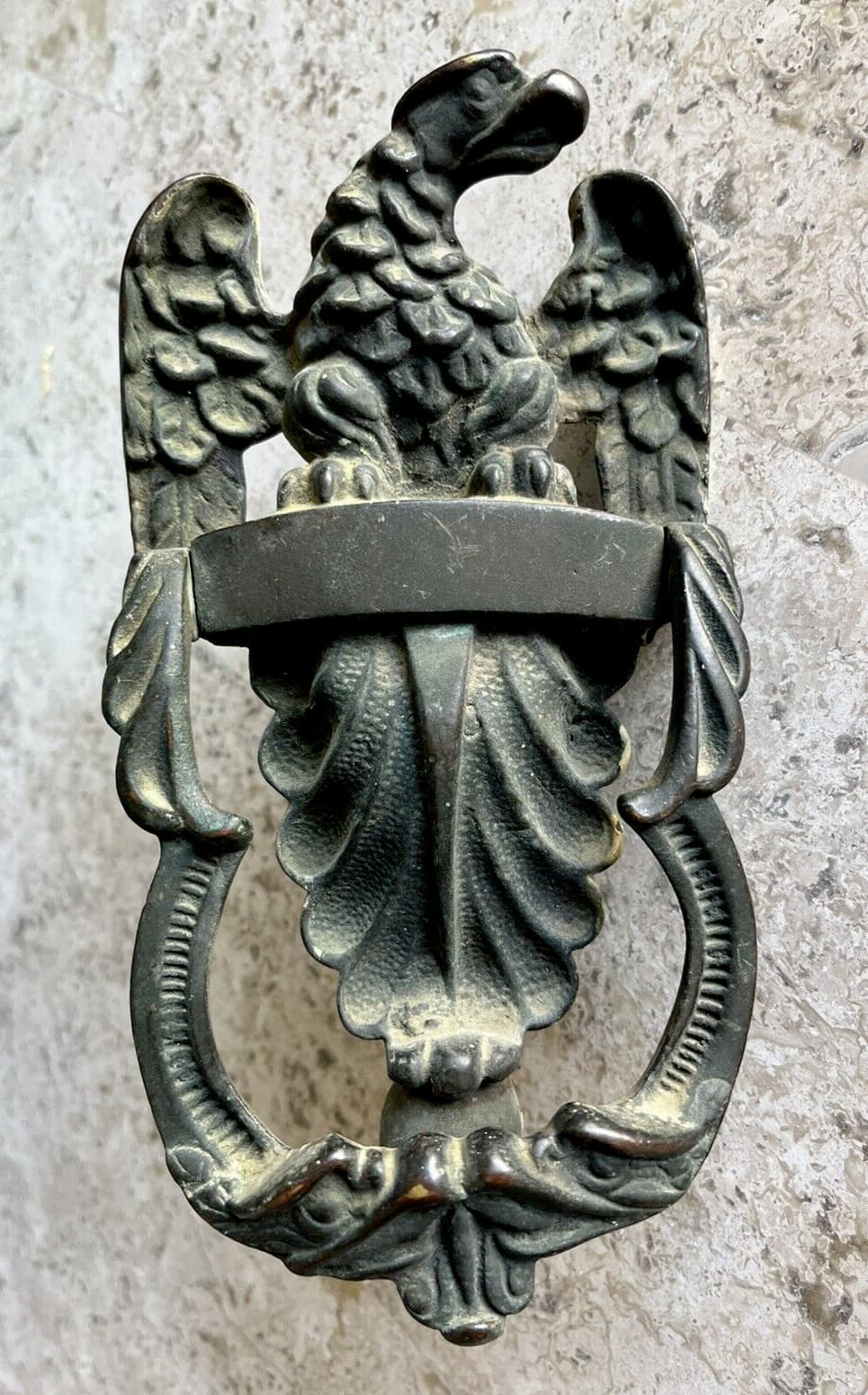 8" inch ANTIQUE dated 1914 AMERICAN EAGLE ARCHITECTURAL SALVAGE DOORKNOCKER