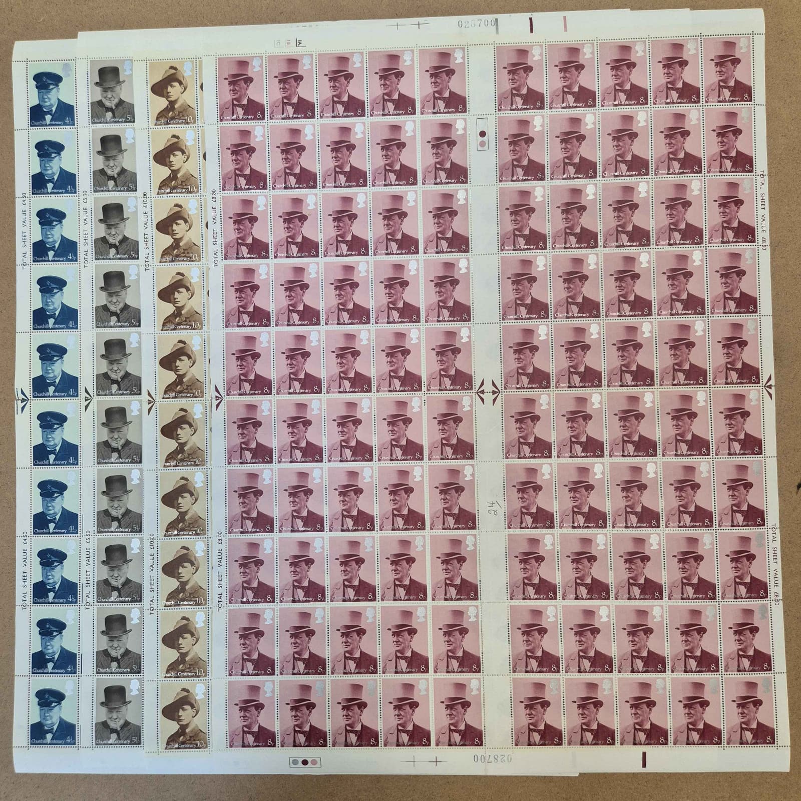 1974 Sg962-965 Full set of full sheets Centenary Of Churchill UNMOUNTED MINT