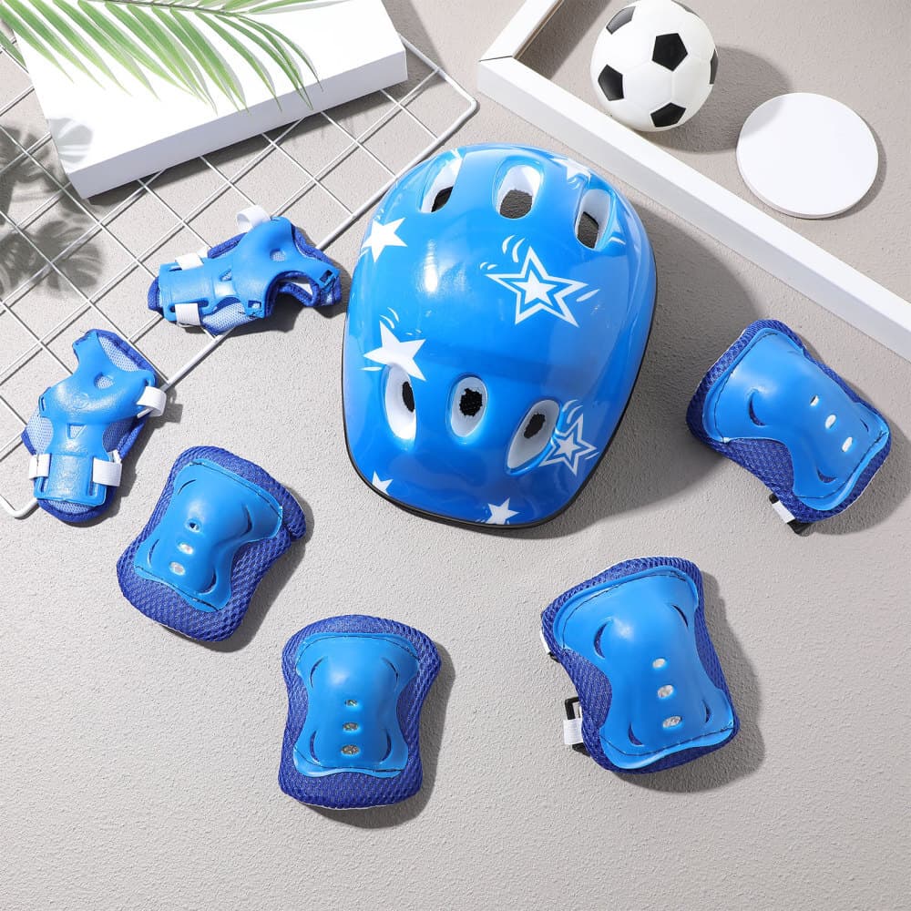 7X Adjustable Safety Kids Helmet Knee Elbow Wrist Pads Set for Scooter Cycling