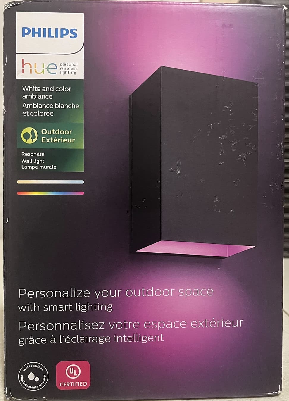 Philips Hue Resonate White & Color Ambiance Outdoor LED Wall Light -Black NEW