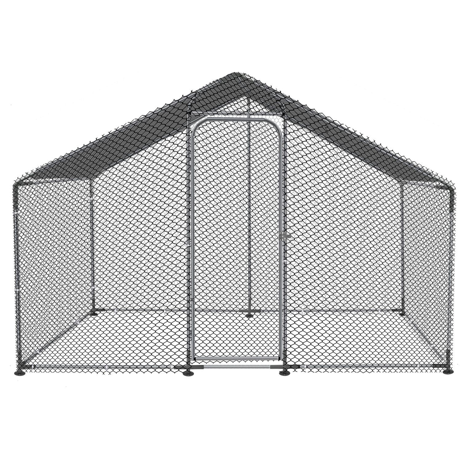 Large Metal Chicken Coop,Walk-in Hen House w/Cover,Poultry Cage,Chicken Run Yard