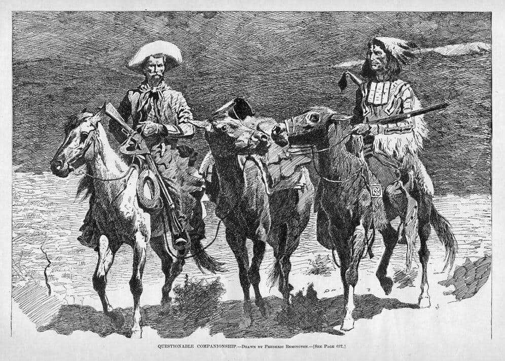 FREDERIC REMINGTON INDIAN QUESTIONABLE COMPANIONSHIP HORSES SADDLE FIREARMS