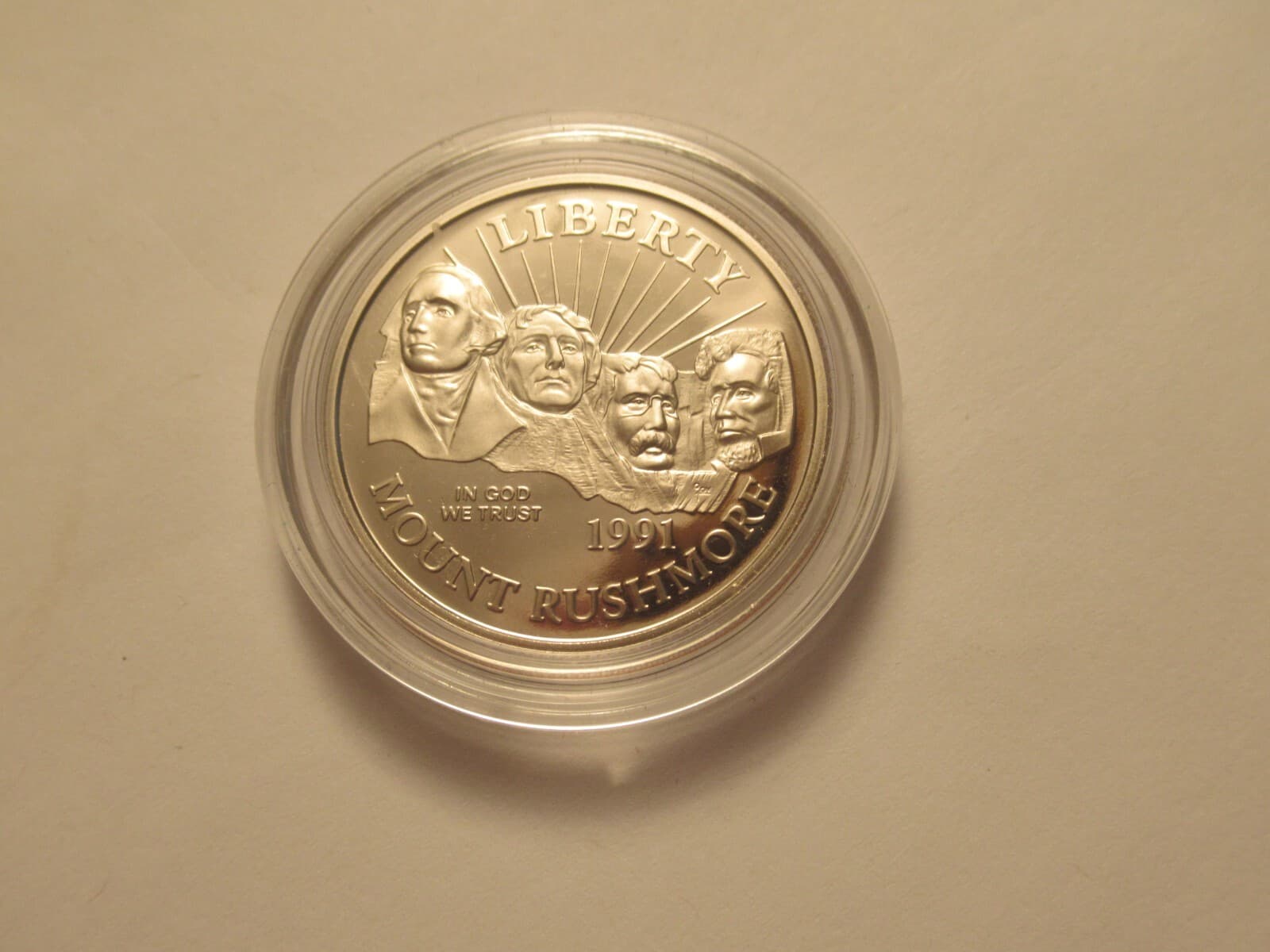 1991 US Mount Rushmore Proof Clad Half Dollar, coin only w/ capsule