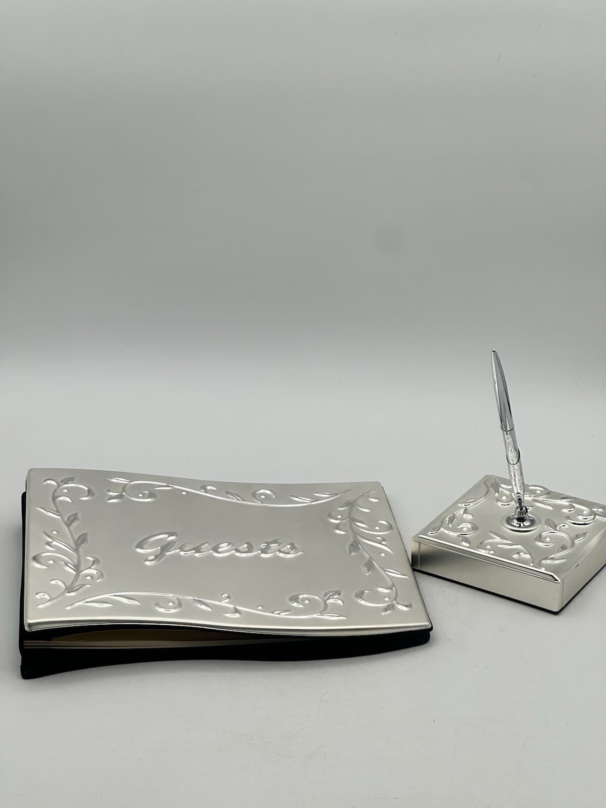 Lenox Opal Innocence Event Guestbook With Pen Silverplated 15 Dual Sided Pages