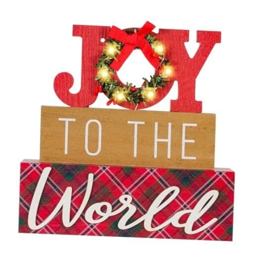 Christmas Decorations Indoor LED Lighted JOY Sign Wooden Merry JOY to the World