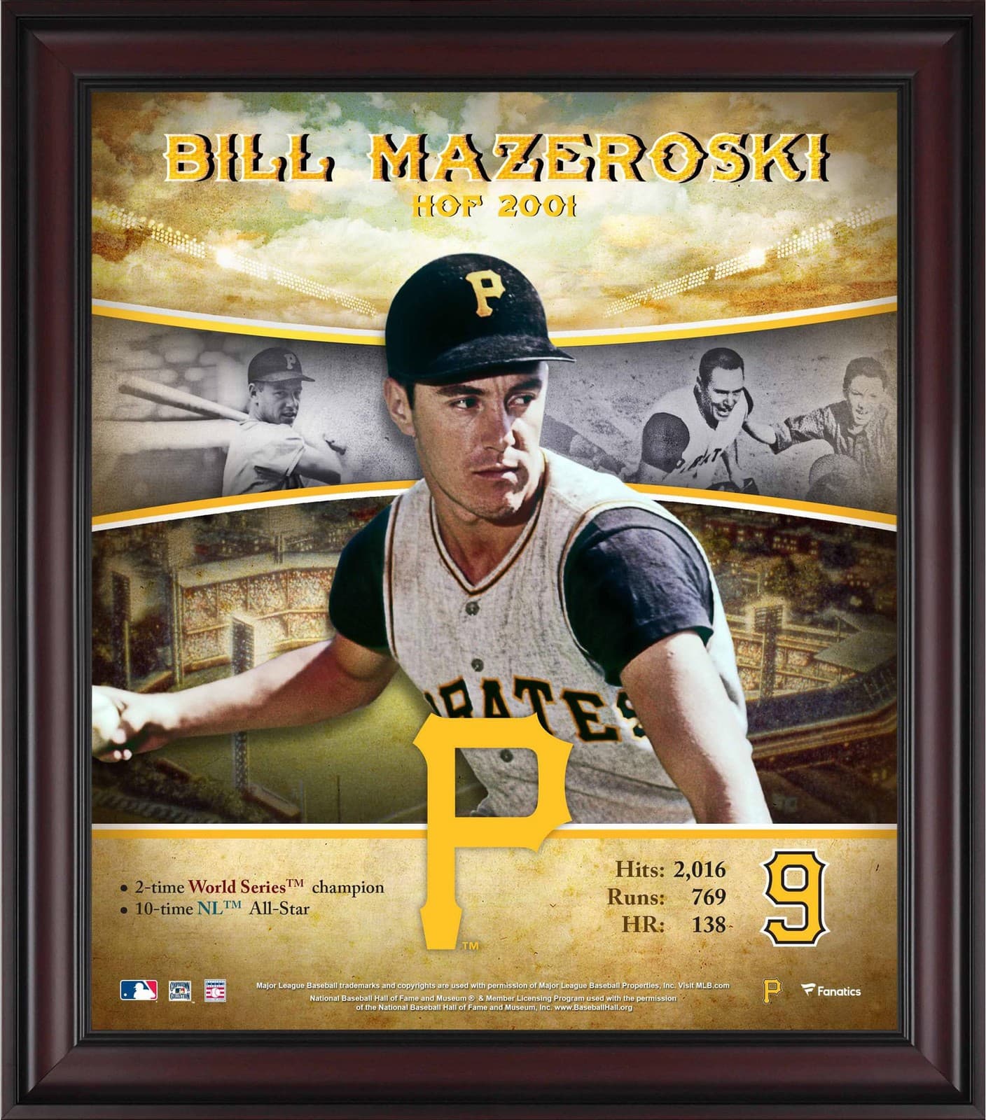 Bill Mazeroski Pittsburgh Pirates Framed 15x17 Hall of Fame Career Profile