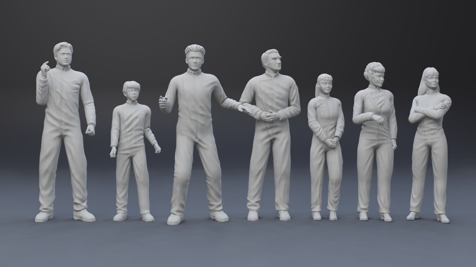 Lost In Space Robinson Family Set Silver Suit OR Casual + BONUS ITEMS 3D printed